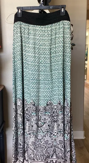 Angie Mint and Black Patterned Maxi Skirt thumbnail 1