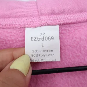 Pink Quarter Zip Hoodie Sweatshirt Thumbholes Kangaroo Pocket Large thumbnail 3