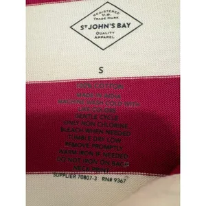 St. John's Bay Long‎ Sleeve Polo Shirt Magenta Jewel Stripe Small NWT Rugby thumbnail 4