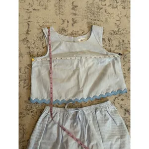 Japna Striped Scallop Hem Short Tank Top Set Size Small NWT Coastal Beach Preppy thumbnail 7