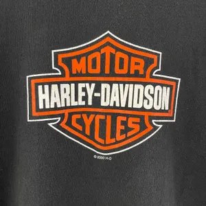 Harley Davidson Vintage Y2K Black Orange Large Emblem Logo Moto Graphic Tee thumbnail 6