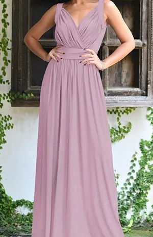 Long Sleeveless Flowy Bridesmaid Cocktail Evening Purple Size M thumbnail 8