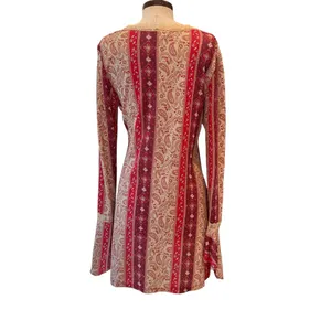Y2k vintage paisley print lace detail babydoll flare sleeve tunic thumbnail 5