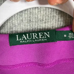 Lauren Ralph Lauren Size-M Tunic Top Magenta Bell Sleeve Keyhole Purple thumbnail 3