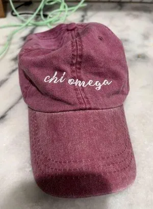 Chi Omega Ball Cap Hat Adjustable Baseball Adams Pink thumbnail 1