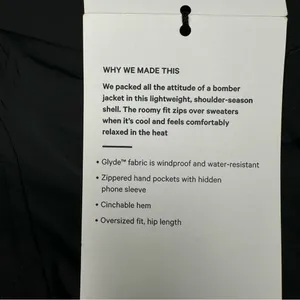 Lululemon Lightweight Bomber Jacket Cinch Hem Black Size XL NWT thumbnail 14