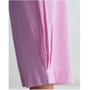 Nicobar Women's Size XS‎ Serene Pant Lilac Purple Wide Leg Gathered 100% Cotton thumbnail 4