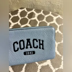 COACH NWT Varsity Blue Wristlet with Zip Closure retails $88 leather colorful thumbnail 6