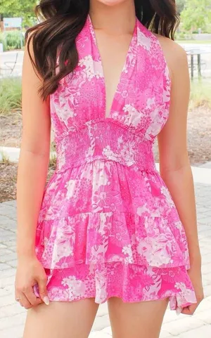 Pink Tie Smocked Dress thumbnail 1