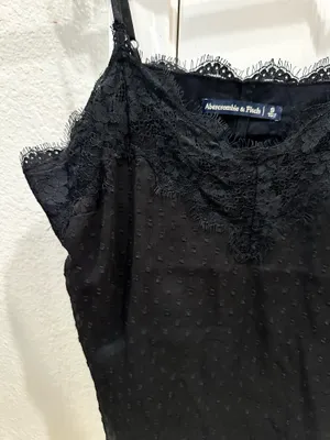 Y2K Abercrombie Vintage babydoll tank with lace accents. Dark romance, whimsy-goth, witchy, femme-girly, ballet-core thumbnail 5