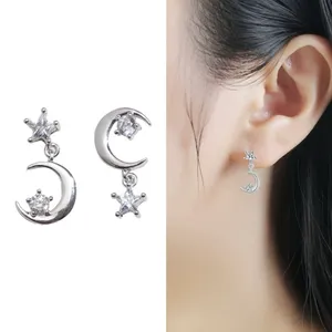 925 Silver Plated Star Moon Dangle Drop Earrings for Women thumbnail 4