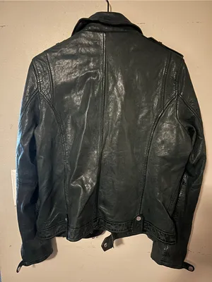 Mauritius Famos Dark Green Lamb Leather Moto Biker Jacket Regular Fit Size 14 thumbnail 9