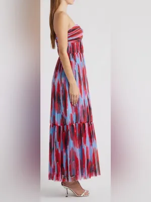 NEW HUTCH Bow Front Strapless Maxi Peri/ Red Dress Sz 10 thumbnail 3