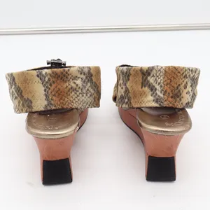 Modzori Wedge Sandals Womens 8 Platform Snakeskin Gold Reversible Fair thumbnail 4