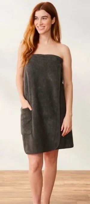 Coyuchi NEW Air Weight Organic Bath Wrap M/L Gray Shadow thumbnail 1
