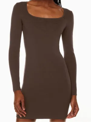 Aritzia Babaton Women’s Contour Squareneck Dress - Brown thumbnail 1