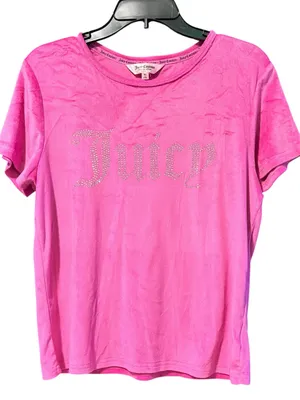 JUICY COUTURE Juicy Velour Short Sleeve Tee XL 20” p2p Pink EUC thumbnail 2
