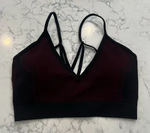 The Giving Movement Dark Burgundy & Black Sports Bra‎ Size Medium thumbnail 1