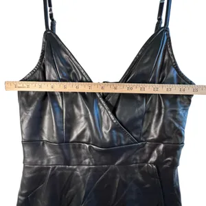 Akira Faux Leather Romper Skort Wrap Front V-Neck Black Vegan‎ L Moto Clubwear thumbnail 6