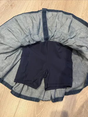 Offline by Aerie Oxford Mini Skort Denim Skirt w built in shorts Small Pleated thumbnail 8