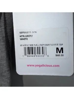 Yogalicious Heavenly Rib Tara Crop Top M NWT Gray thumbnail 6
