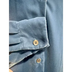 Vintage J.Crew Blue Velvet Button Down Shirt XS Made in Hong Kong thumbnail 3