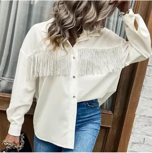 SheIn Button Down Tassel Shirt thumbnail 1