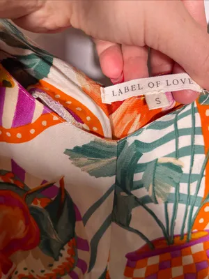 Label Of Love Womens Tropical Summer Midi Dress Purple Orange Small thumbnail 2