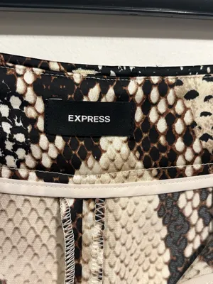 Express Snake-Print Paperbag Trousers in Beige, Black and Brown thumbnail 5
