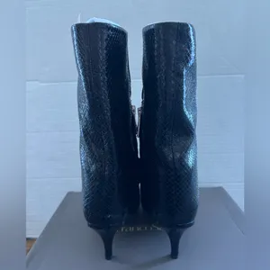 Franco Sarto Alberta Bootie In Black Snake Print Faux Leather ankle boots 6.5 thumbnail 6