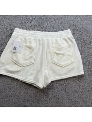 NWT Forever 21 French Terry Shorts L White Womens Knit Solid Mini Sweatshorts thumbnail 2