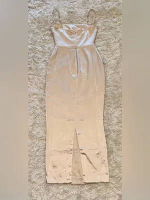 NWOT HOUSE OF CB Costanza vintage cream satin Maxi Dress sz S thumbnail 8