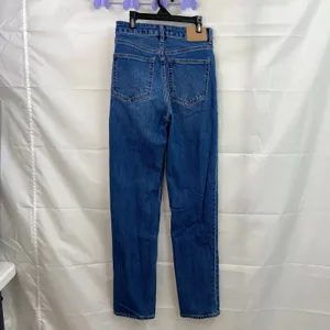 NWOT H&M women's‎ dark medium wash blue denim straight cut stretch jeans pants 2 thumbnail 5