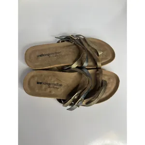 Walking Cradles Wedge‎ Sandals Womens 9W Metallic Gold Silver Bronze Strappy thumbnail 3