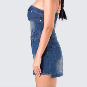 Cider Finesse Brand Georgina Blue Denim Tube Top & Mini Skirt thumbnail 6