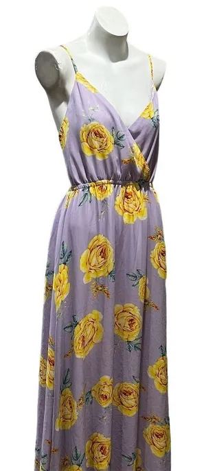 Lulus Lavender Floral Print Backless Maxi Dress Size M Sleeveless V-Neck thumbnail 1