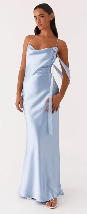 Peppermayo Too‎ Sweet Satin Maxi Dress - Blue size 14 NWT thumbnail 1