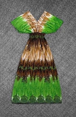 Green And Brown Patterned Maxi Dress Size M thumbnail 1