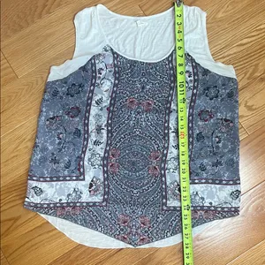 Maurices White and Blue Paisley Tank Top with handkerchief edge thumbnail 6