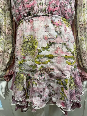 HEMANT & NANDITA Maya Cotton Paisley Floral Long Sleeve Mini Dress S Large thumbnail 6