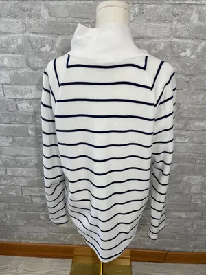 J. Crew White & Navy Striped wide button-collar pullover sweatshirt thumbnail 5