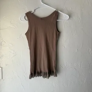 Daytrip Y2k Tank Top Womens‎ Small Brown Lace Trim Ribbed Sleeveless Boho thumbnail 8