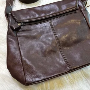Signature Studio Brown Leather Crossbody Bag Tassel‎ Flap Pocket Mens Womens thumbnail 4
