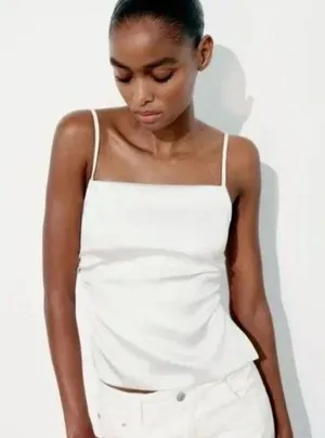 ZARA Satin Effect Top With Bow thumbnail 1