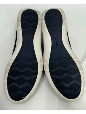 Clarks Cloudsteppers Womens Size 9.5M Adella Poppy Slip On Shoes Navy Blue thumbnail 7