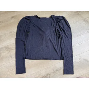 EUC Free People Tie The Knot Top Ribbed Puffed Long Sleeves Black Modal Size L thumbnail 4