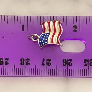 UNITED STATES FLAG Charm Pendant Monet US flag Silver Plated thumbnail 5