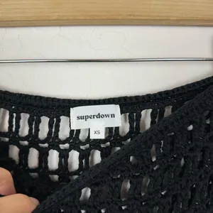 Revolve Superdown Black Crochet Midi Skirt Fringe thumbnail 7