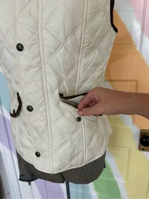 Polo Ralph Lauren White Quilted Sleeveless Stand Collar Preppy Vest Sz S 🧡🍄 thumbnail 6