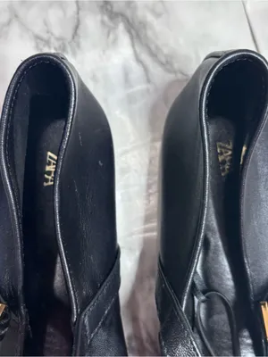 Zara Black Leather Mary Jane Loafers Gold Buckles size 38 NWT New casual thumbnail 5